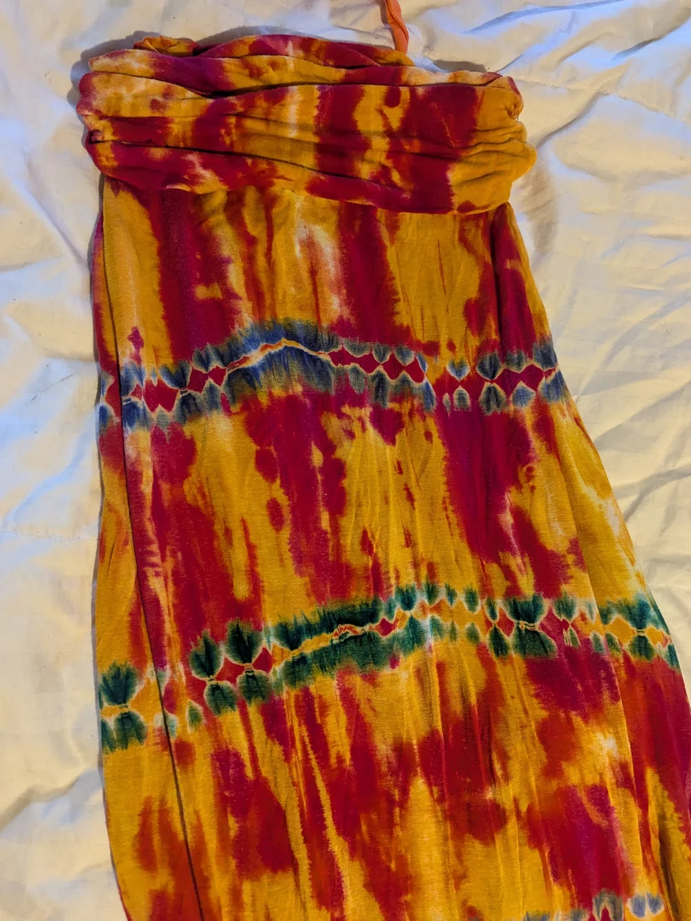 2 FOR 1!!! India Boutique Orange Puff-Sleeve Crop Top with Tie-Dye Skirt Set